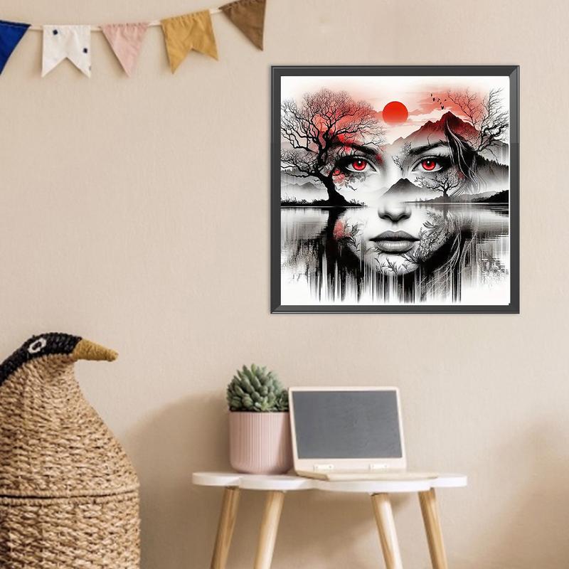 Paint By Numbers Kit On Canvas DIY Oil Art Silhouette Girl Face Picture40x40cm