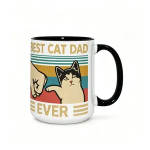 15oz Best Cat Dad Ever Mug - Best Cat Dad Ever Design Drinkware for Cat Lovers, Perfect gift for Cat Dads, kitten Lovers & Fur Parents