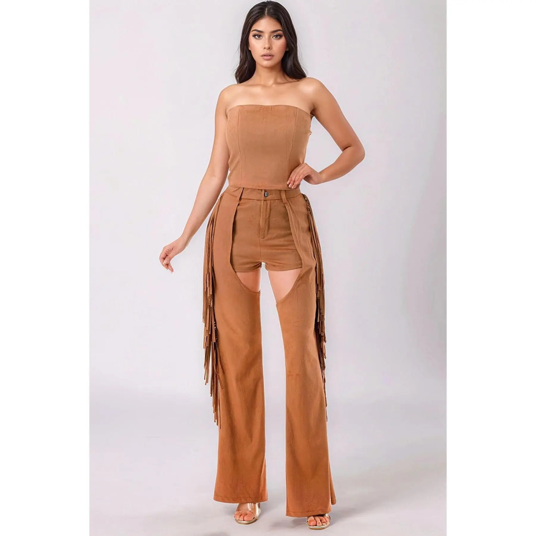 BROWN CHAPS SET