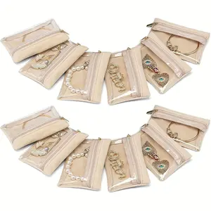 Travel Jewelry Bag Set - 12 Pieces Women's Storage Bags Organizer Box Small Zipper Pouches Necklace Bracelet Watch Holder Portable