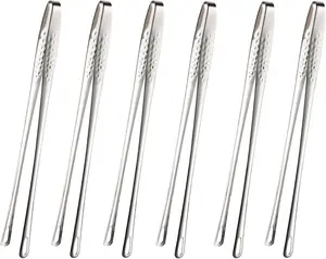 Heavy Duty Stainless Steel BBQ Tongs 6 Pcs Kitchen Tweezers Grill Tongs 18/10 Stainless Steel Long Cooking Tweezer Tongs for Cooking Repairing Seafood and BBQ 11 Inch Silver - Utensils