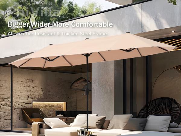 [LIVE] Sophia&William Patio Umbrella Double-Sided Outdoor Market Extra Large Umbrella with Crank Modern Led