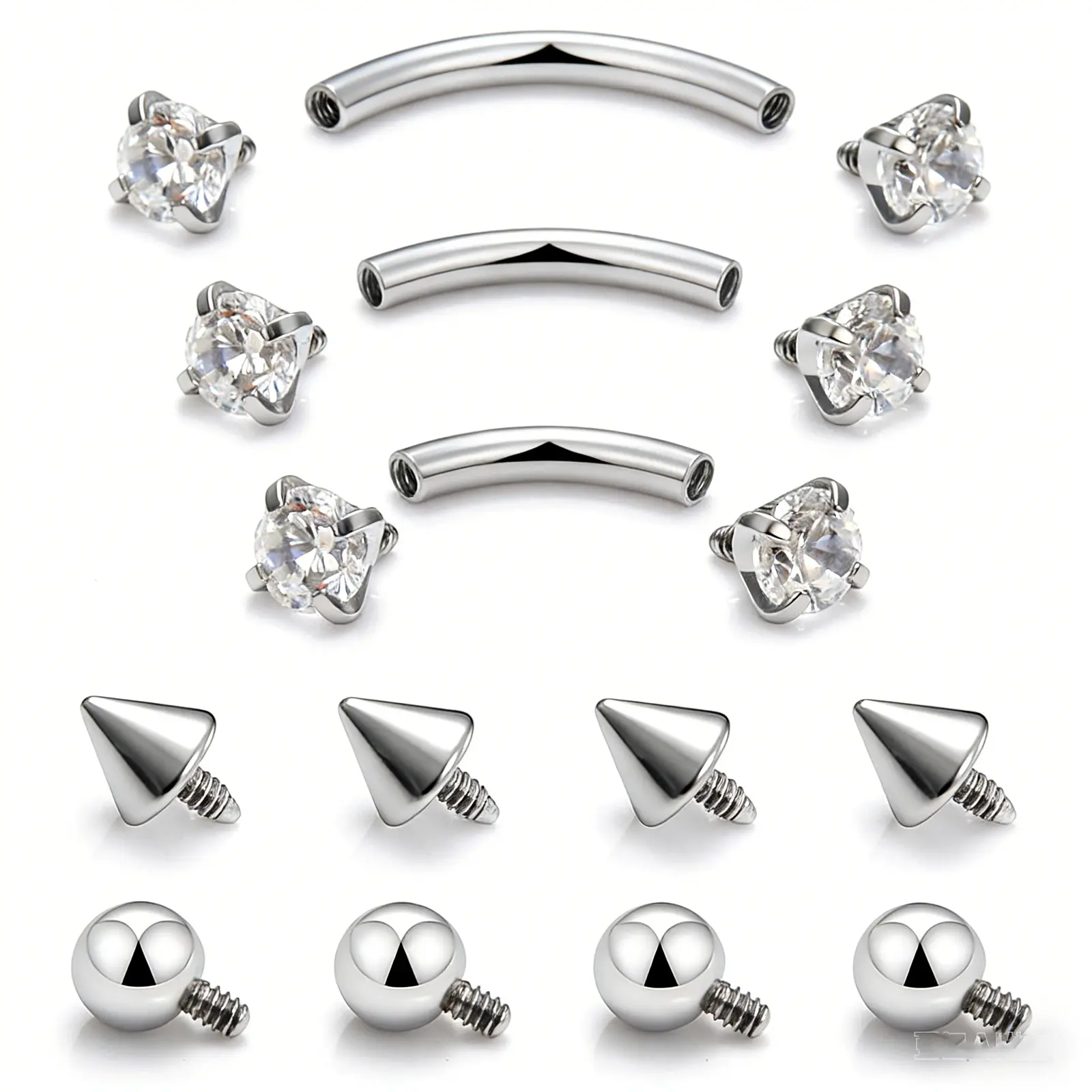 16G Surgical Steel Curved Barbell Set – Internal Thread Eyebrow, Lip, Rook, Belly Piercing Jewelry (6mm/8mm/10mm) spooky season 5-18 pc nose ring hoop pierced  jewelry Labret