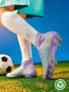 Men's TF High-Top Long Spike Soccer Shoes, Ideal for Matches and Training, Rubber Sole Grass Spike Shoes, Lightweight Comfort Design, Professional Sports Shoes
