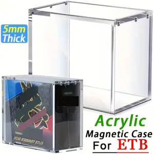 5mm Thick Magnetic Acrylic Case for TCG Elite Trainer Boxes (ETB), Clear Dust-Proof Anti-Scratch Protective Display Box for Sealed Trading Card Game Collectors, Universal Fit Standard Size TCG Storage Case