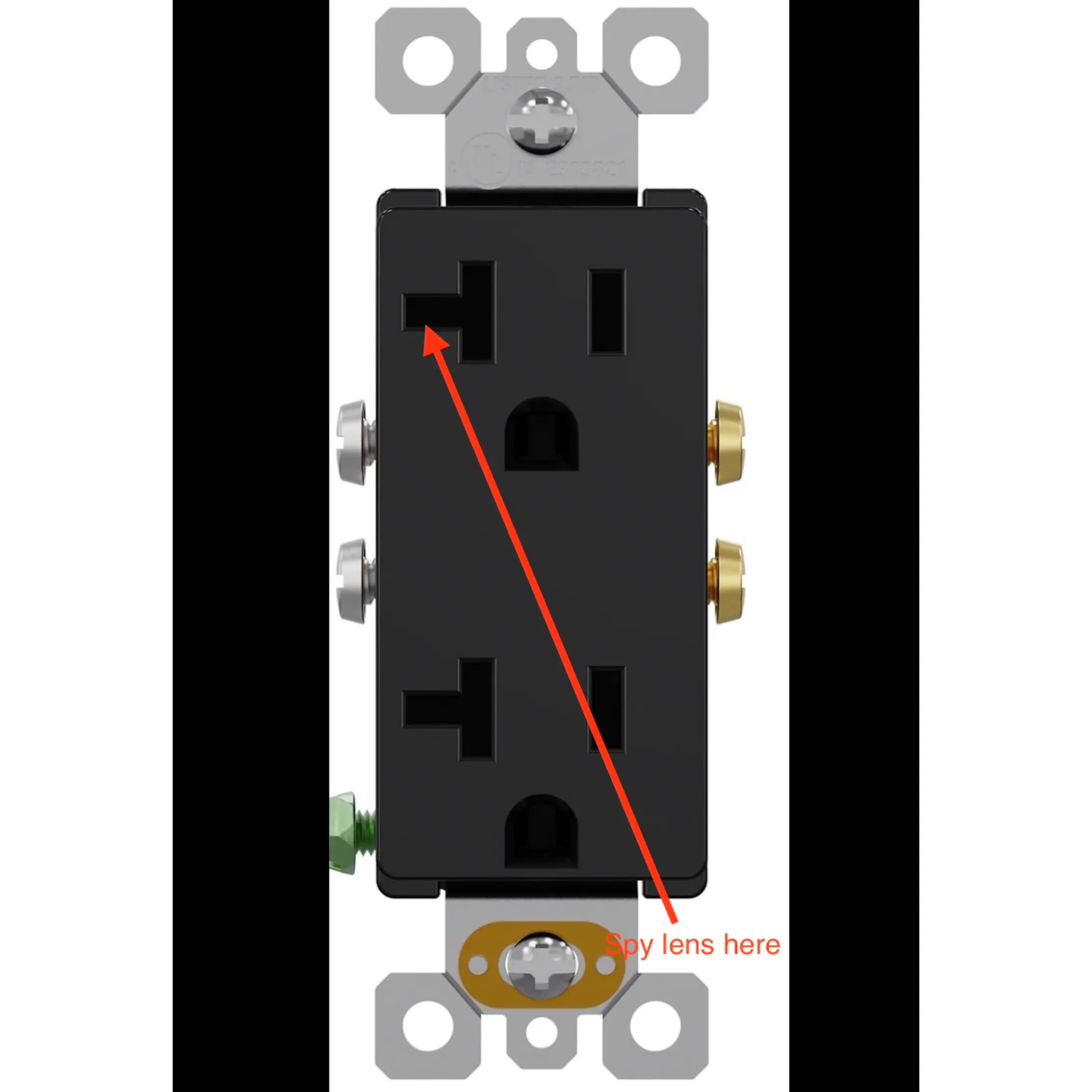 Hardwired Duplex Wall Outlet Hidden Camera for Home and Office Security (Black) for Home and Office Security Parental Monitoring of Underage Children