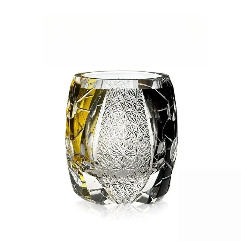 Master Collection Dual-Color Planet Edo Kiriko Whiskey Glass Hand-Cut Luxury Crystal Drinkware