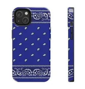 Bandana Royal Blue Shockproof, Dustproof, Durable TPU Customized Tech Accessory for iPhone 11/12/13/14/15/16/17 Series (Including Pro-Max), 2025 Trend Gingerbread-Themed Holiday Gift for Her