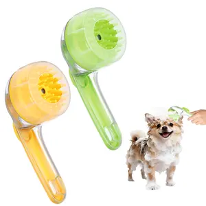 PETAXCELL Pet Bath Brush, Dog Shampoo Brush New 2 in 1 Grooming Massage Scrubber Bubble Maker with Ring Built-in Shampoo Dispenser(Coarse,Yellow/Green), for Long Short Hair Cats Shower