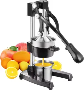Heavy Duty Cast Iron Citrus Juicer – Manual Hand Press for Lemon, Orange, Lime & Pomegranate (Stainless Steel Cup)