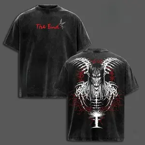 Final Chapter Eren Yeager Attack on Titan Anime Graphic Tee Valentine's Day Acid Washed Cotton Top Loose Fit Casual Streetwear Trendy Anime Merch Unisex Crew Neck Short Sleeve Shirt Ideal Gift for Anime Fans