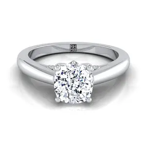 The Rio Solitaire Engagement Ring Setting for Cushion Diamonds in Platinum