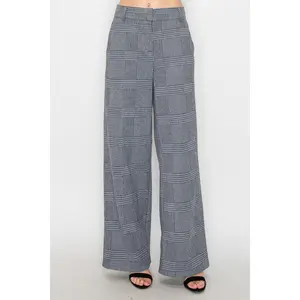 Wide-leg Houndstooth Pants