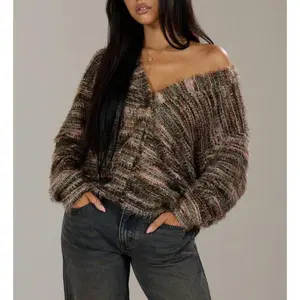 Oversized Textured Cardigan Spring Casual Y2k 90's Stripe Knit Airport Holiday Oversized Fall  Back To School Streetwear Fit Knitwear