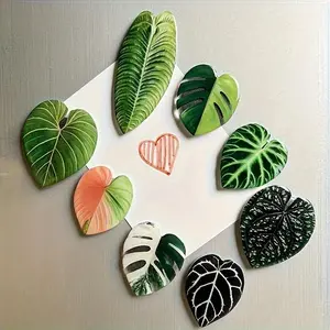 8Pcs Leaf Shape Fridge Magnets Creative Decorative Magnetic Stickers for Kitchen Home Decor Strong Grip Durable Plastic Multi-Use Magic Perfect for Gifting