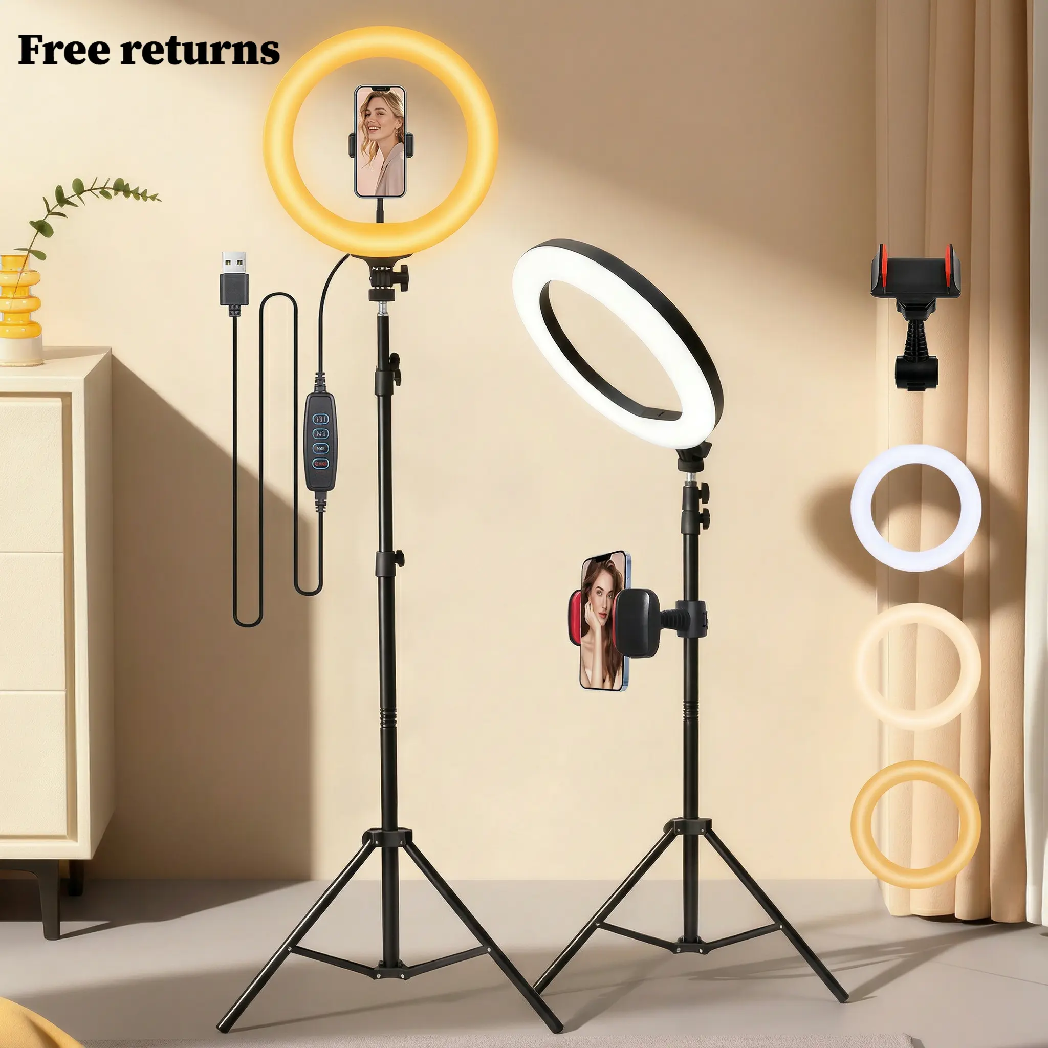 12-Inch Video Light Kit With 63" Adjustable Tripod – Studio-Grade Ring Lighting For Live Streaming, Makeup Tutorial Fill Light & YouTube Videos Universal Phone Holder Included, Designed For Spring, Memorial Day, Easter Content Creation Mothers Day