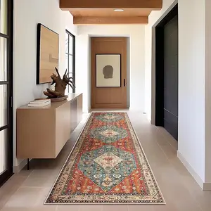 European light luxury simple long hallway carpet, premium design floor mats, easy to clean machine washable kitchen living room carpet for runners entryway laundry room floor mats, Geometric Graphic Rug