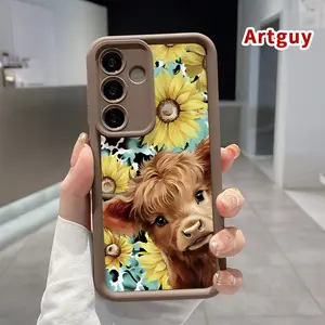 Phone Case Compatible with Galaxy  S24 ultra plus S25 S23 S22 Ultra Plus Cute Highland Cow Advanced fashion gift Shockproof Silicone TPU Bumper Drop Protection Soft Cover