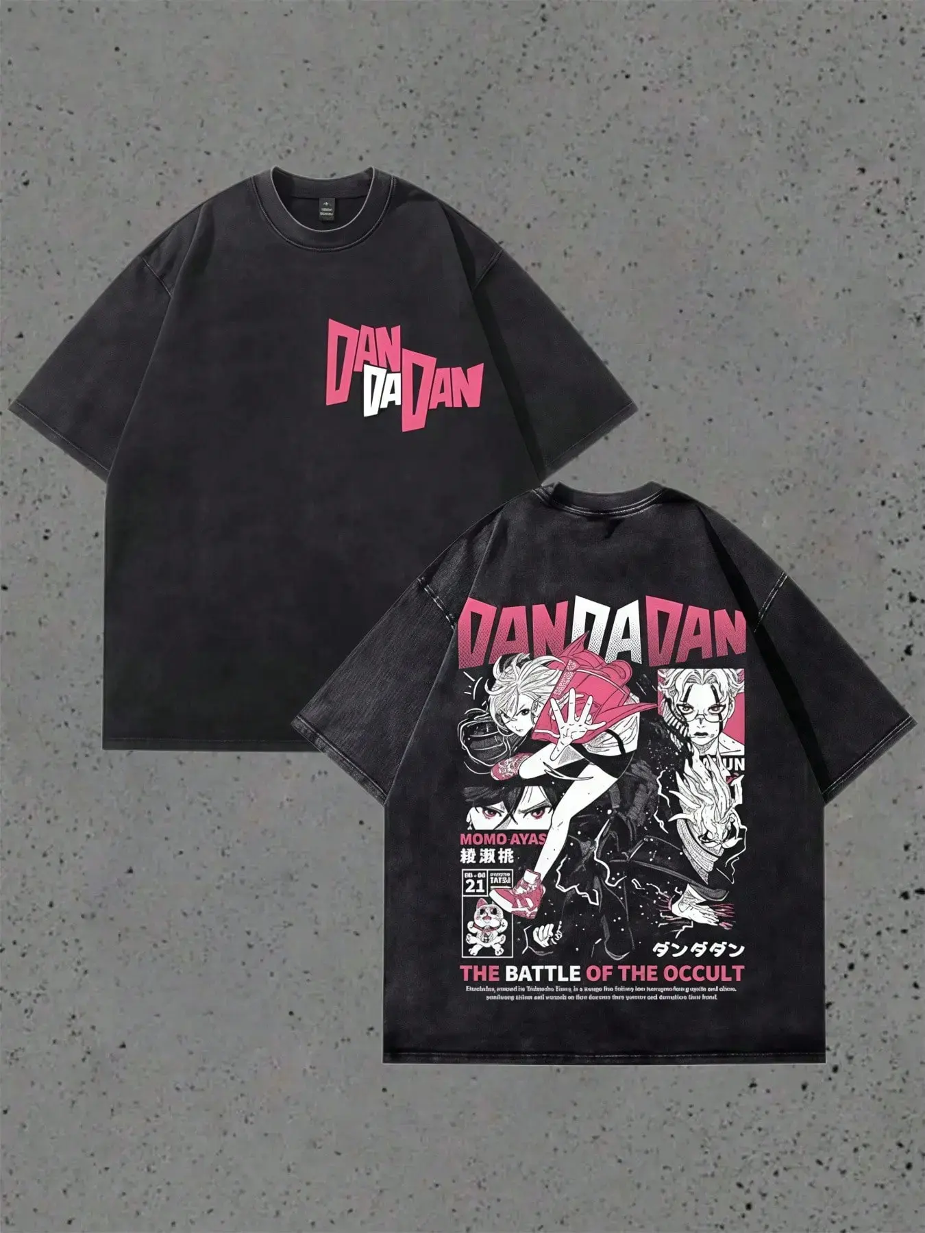 1PCS Double-Sided Retro T Shirts Dandadan Anime Characters Collage Graphic Printed American Street Style Men Tops Tee, 230g 100 Percent Cotton, Crew Neck Short Sleeve Graphic Printed T Shirt, Unisex fathersdaygift