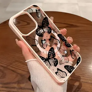 Premium Magnetic Phone Cases for iPhone11/12/13/14/15/16//17/Air/promax/Plus Black butterfly y2k cased MagSafe Ready, Anti-Fall, Springtok and Ultra-Thin Design | Perfect for Everyday Use Screen Protector Resistance