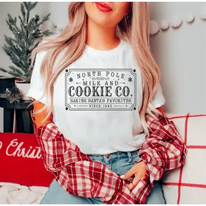 RTS NORTH POLE MILK AND COOKIES SINCE 1943 CHRISTMAS SINGLE COLOR BLACK SCREEN PRINT transfer ADULT 9X12 8-G