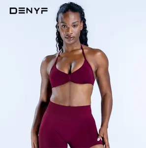 Ruched Halter Sports Bra – Buttery Soft Workout Top for Yoga & Gym