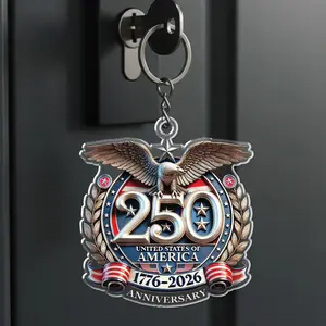 USA 250th Anniversary Acrylic Keychain, 1776-2026 Patriotic Eagle Keychain, United States Independence Gift, Red White And Blue Gift