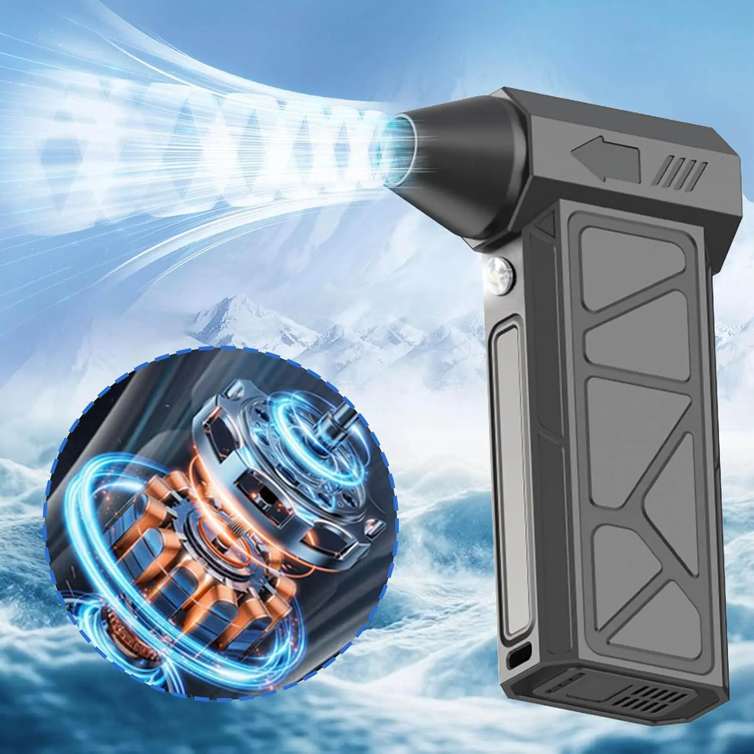 Cordless Electric Air Duster with 130000 RPM Turbo Jet Blower, 4-Speed Cleaner for Electronics, Car Drying, Leaf Blowing