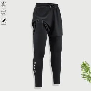 Men’s 2-in-1 athletic pants designed for fitness training, featuring a phone pocket, high-elastic fabric, breathable comfort, suitable for sports, cycling, basketball, and outdoor running workouts