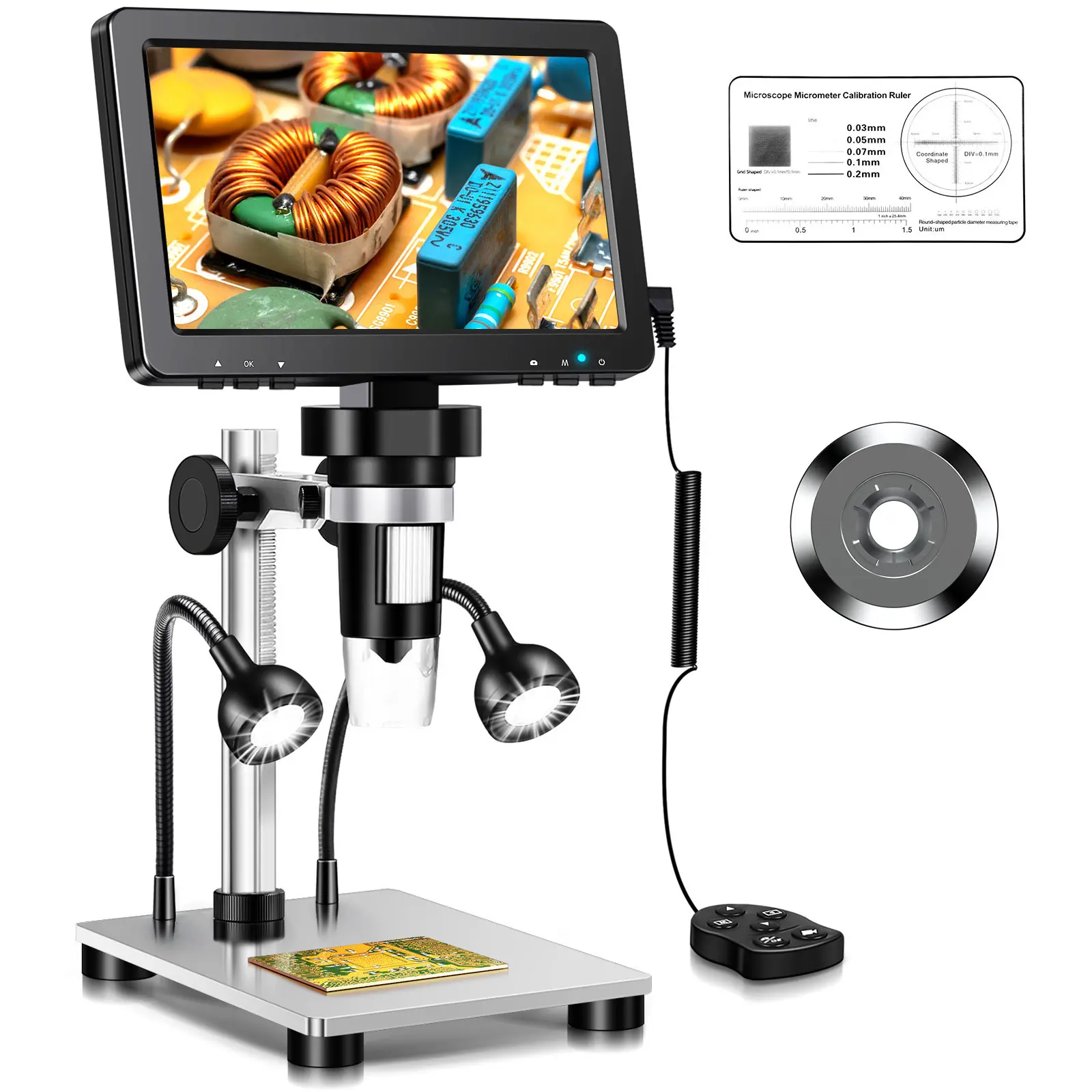 DM9 Pro Handheld Digital Microscope - 7" HDMI 16MP 1080P IPS Screen, 1200X Coin Magnifier, 10 LED Lights, Ultra-Precise Focus, 5x Magnification, 270° Rotatable Screen, USB Adapter, Remote Control, PC/TV View, Ideal for Adults, Educational & Office Use