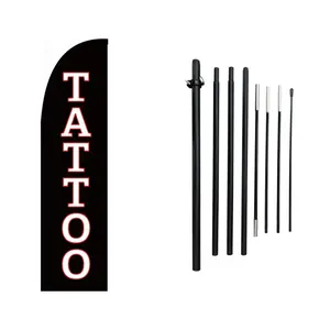 Tattoo Feather Flag for Business, 11FT Outdoor Advertising Swooper Banner with Pole  Tear-Resistant Polyester Sign for Shops & Events
