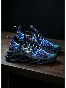 Fashion Skull Print Couple Running Shoes, Comfortable Breathable Outdoor Sports Sneakers, Large Size Casual Footwear for Daily Wear
