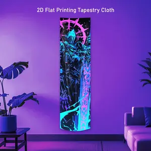Neon Cyberpunk Knight Vertical Blacklight Tapestry for Bedroom Fantasy Warrior Glow in The Dark Tapestries Vibrant Colorful UV Reactive Wall Hanging Abstract Art Luminous Banner Tapestry Home Decor for Living Room HD Digital Printing Decoration Gift