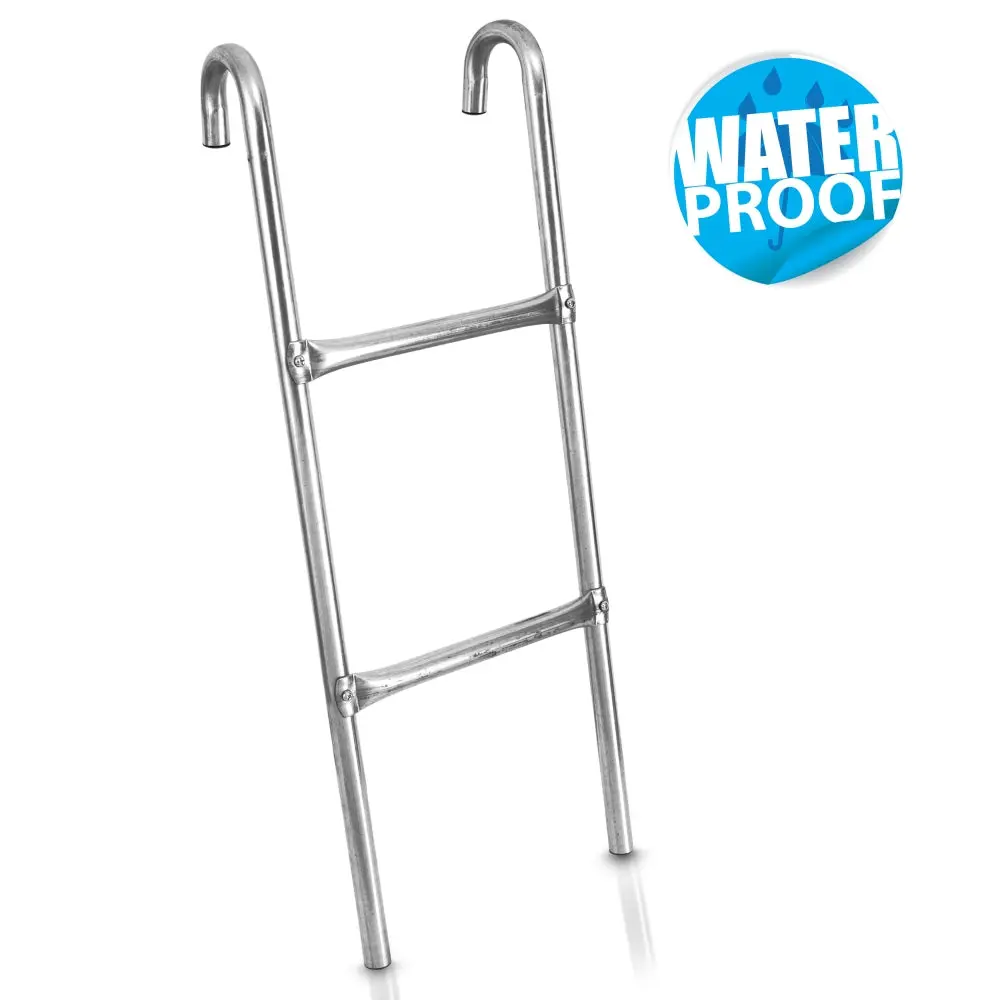 Galvanized Steel Trampoline Ladder – Heavy Duty 2-Step Outdoor Ladder with Wide Non-Slip Steps, 264 lbs Capacity & Easy Attach & Detach Design - Weather Resistant Backyard Trampoline Accessory for Kids & Adults, Footsteps