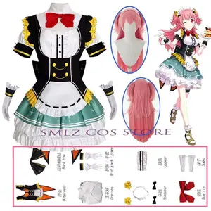 Anime Momoi Airi Cosplay Costume Game MORE MORE JUMP Cosplay Girl Airi Candy Maid Dress Wig Set Halloween Party Outfit for Women