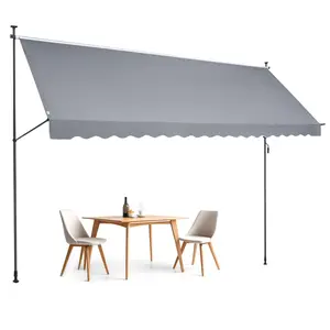 VEVOR 178 x 47" Patio Awning Retractable, TikTokShopBlackFriday, Awning Sunshade Shelter with Manual Crank Handle, Outdoor Patio Canopy Sunsetter Deck, Adjustable Height from 86 to 122 in, for Patio/Balcony/Yard, Dark Gray