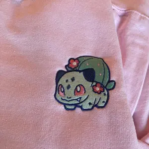 Embroidered Bulbasaur Sweatshirt, Embroidered Flower Sweatshirt, Embroidered Kawaii Sweatshirt, Anime Sweater
