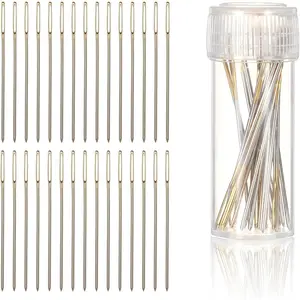 30 count Embroidery   Stitch  Stainless Steel Counted  Stitch Large Eye Embroidery Hand Sewing  Golden Color with Box for Sewing Size 24 (1.5inch)