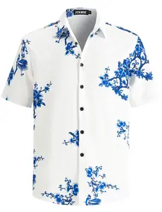 TIXMIE Mens Hawaiian Shirt Short Sleeve Button Down Tropical Shirt Floral Casual Summer Vacation Beach Shirts