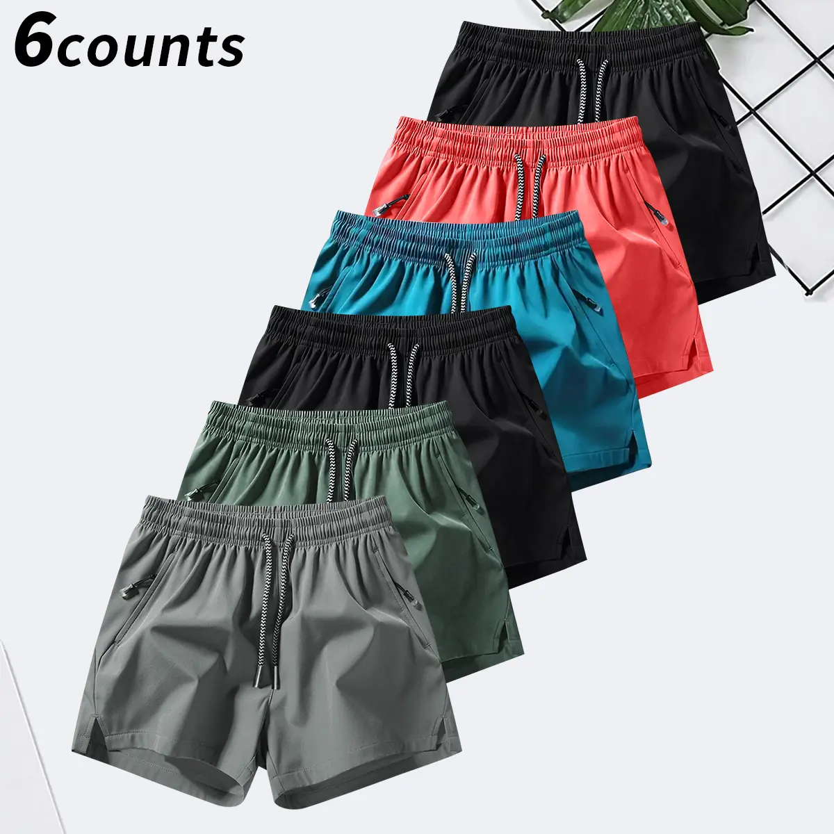 Men's Regular-Fit Athletic Shorts - Elastic Waist with Zippered Band, Lightweight Breathable Polyester Fabric, Men's Gym & Athleisure Shorts, Ideal for Casual Sport, Running, Lightweight Breathable Shorts