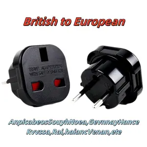 Uk to Eu Travel Adapter Converter, Uk 3 Pin to European 2 Pin Grounded Plug, Eu 2 Round Plugs to Uk 3 Socket Power Adapter