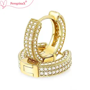 PeregrinaX Hip Hop Earrings for Women and Men CZ Diamond Hoop Earring for Girls Fashion Jewelry Gift