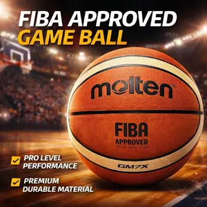 Molten Durable Soft Leather Basketball Gm7x7, Men's High Elasticity Indoor Outdoor Ball, Perfect for Games, Comfortable Grip