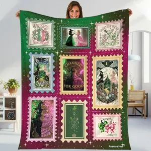 Wicked Musical Stamp Blanket, Changed For Good, Wicked The Musical Costume Blanket, Wizard Of Oz Gift, Vintage Wicked Movie Inspired Blanket