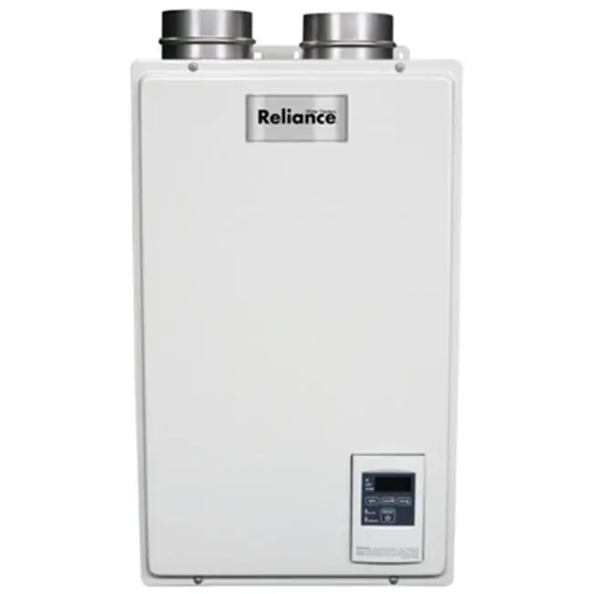 Reliance Water Heater Co TS-140-GIH100 Instant Natural Gas Tankless Water Heater, 0.93 Energy Factor, 120V/60Hz, 14w x 21.75h x 9.25d in, Power Cord, Advanced Diagnostics, 1/2 in., 1 Shower Cooler Climate, 2 Shower Warmer Climate