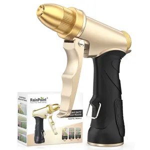 RainPoint Heavy Duty Metal Garden Hose Nozzle M2735-2 High Pressure Water Spray Nozzle with Adjustable Patterns for Watering Plants Car Washing & Pet Showering Ergonomic Grip