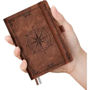 Small Blank Pocket Journal Notebook for Men - 256 Numbered Pages B6 Mini Journal,  Soft Leather Hardcover, 80gsm Paper, for Women Work Office School, 4.1'' X 5.7''- Brown