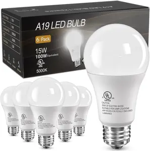 6 Pack LED Light Bulbs, 100 Watt Equivalent A19 Lightbulbs, 15W 5000K Daylight White, Bright Energy Efficient LED Bulb, 1500 Lumens E26 Standard Screw Base Lamp for Kitchen Indoor, Non-