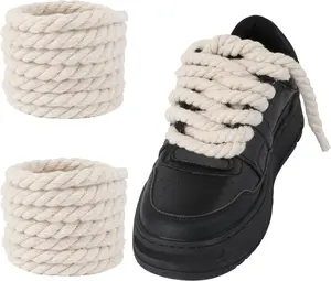 black beige pink Thick Rope Shoe Laces for Air Force One, 1 Pair Round Cotton Chunky Twisted Shoelaces Replacement for A F-1 8mm shoelace rope Sneaker Women Soft Milky Footwear New Year's gift