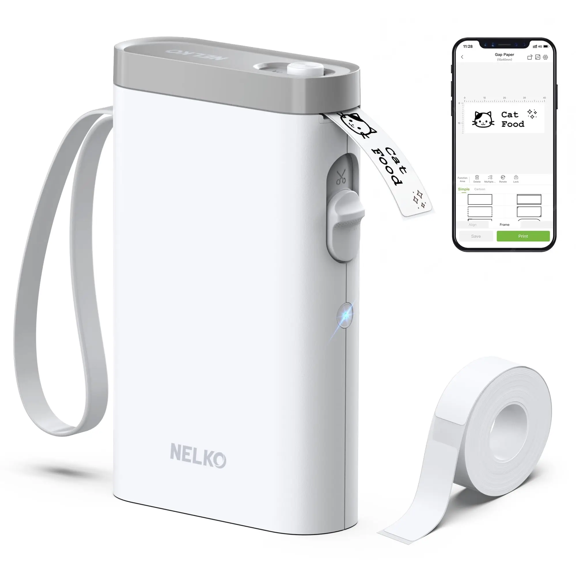 NELKO P21 mini label maker comes with tape, Portable Bluetooth sticker printer. For storage, home instax miniprinter, Springtok